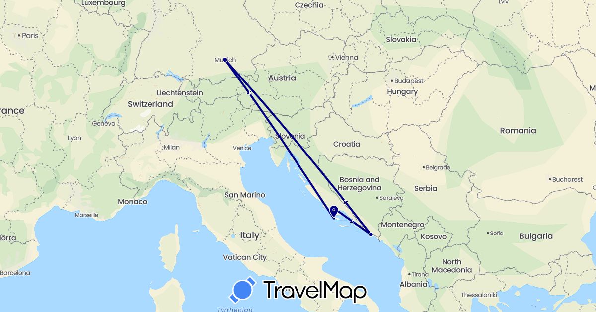 TravelMap itinerary: driving in Germany, Croatia (Europe)